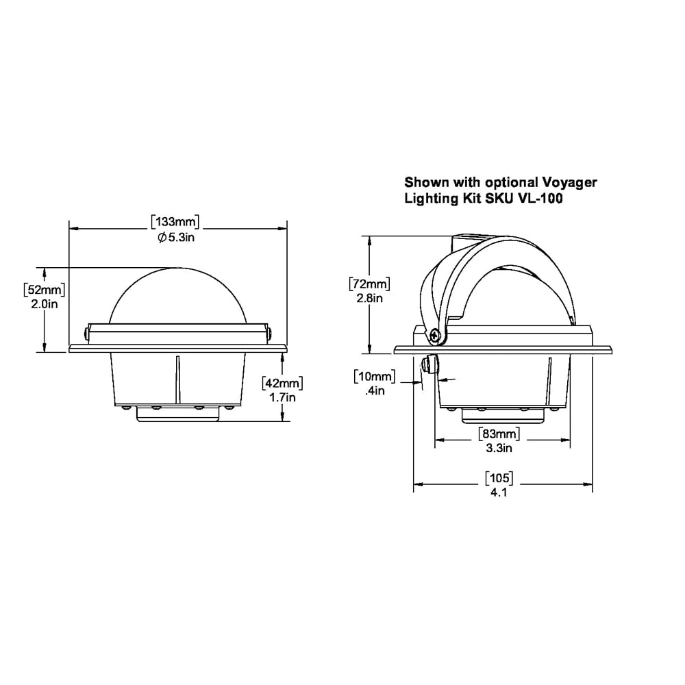 Ritchie Ru 90 Voyager Compass   Flush Mount   Black